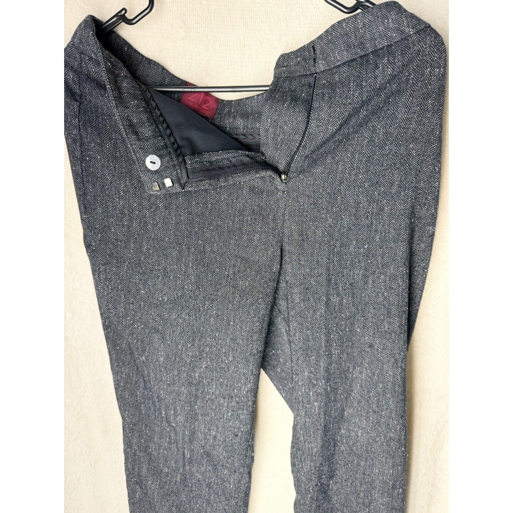 212 Collection Womens 8P Gray Herringbone Tweed Work Pants Petite Short